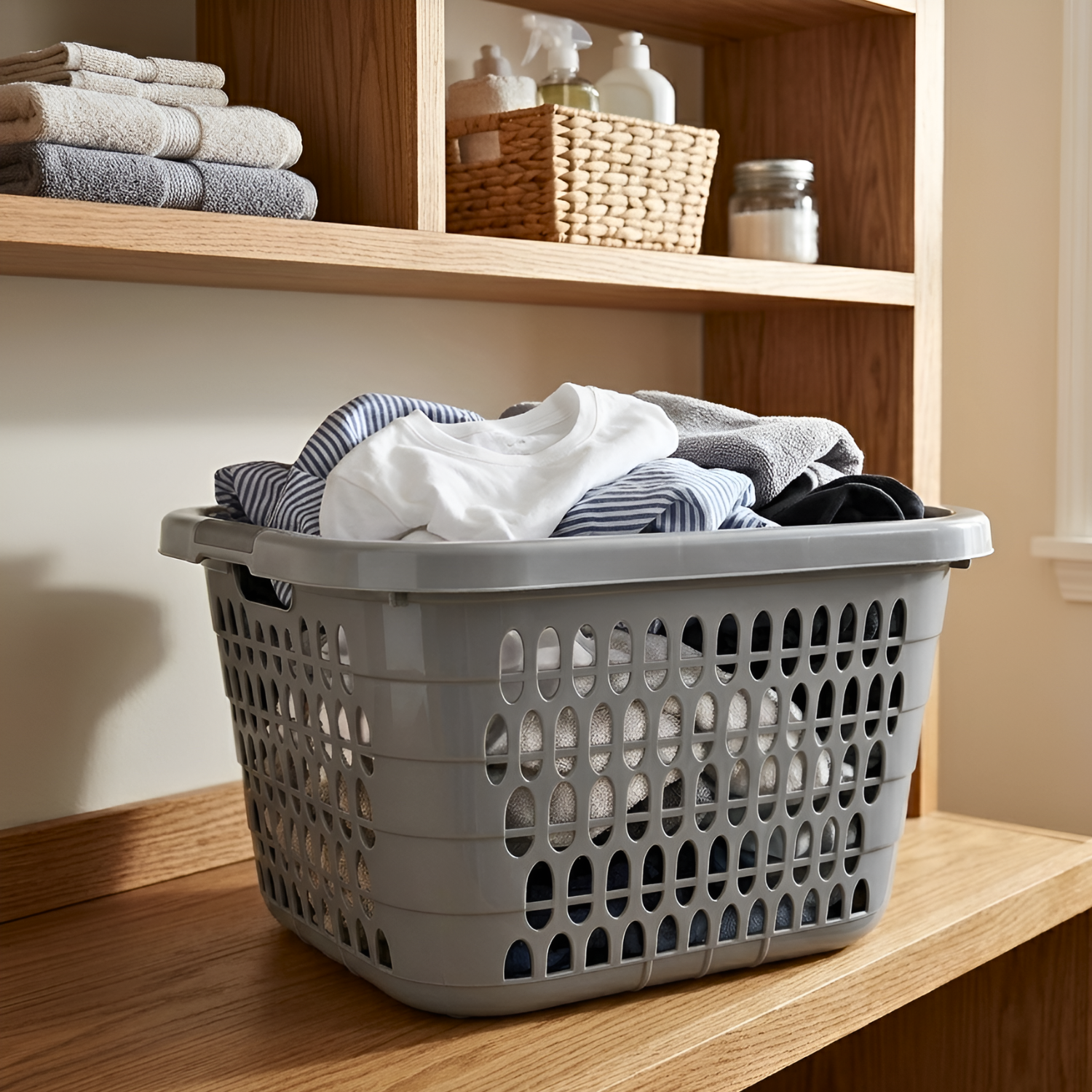 Multipurpose Household Breathable Laundry and Clothes Storage Basket with Handle