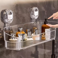 Wall Mounted Suction Type Bathroom Storage Organizer Rack