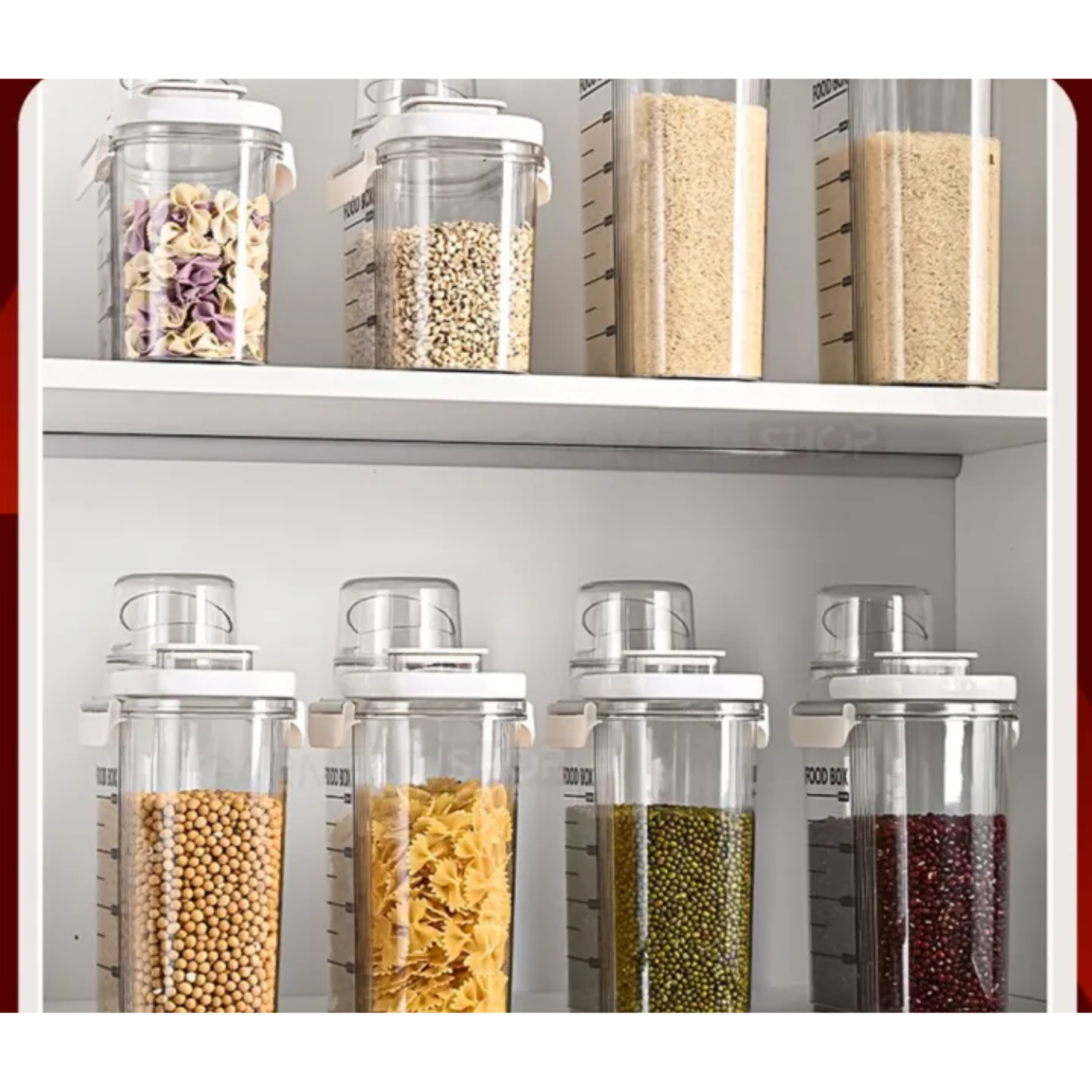 2000ML Airtight Grains and Food Storage Dispenser with Measuring Cup and Lockable Lid