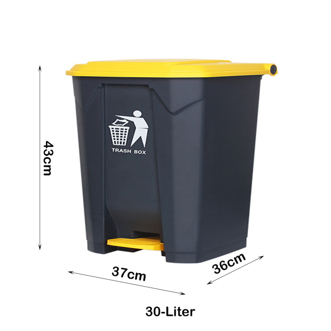 Large Capacity Garbage Bin Trash Can with Lid & Foot Pedal 30 Liter