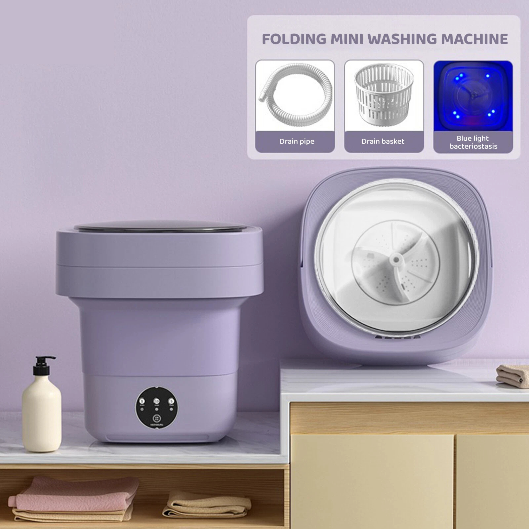 6.5 Liter Portable Washing Machine for Travelers Purple