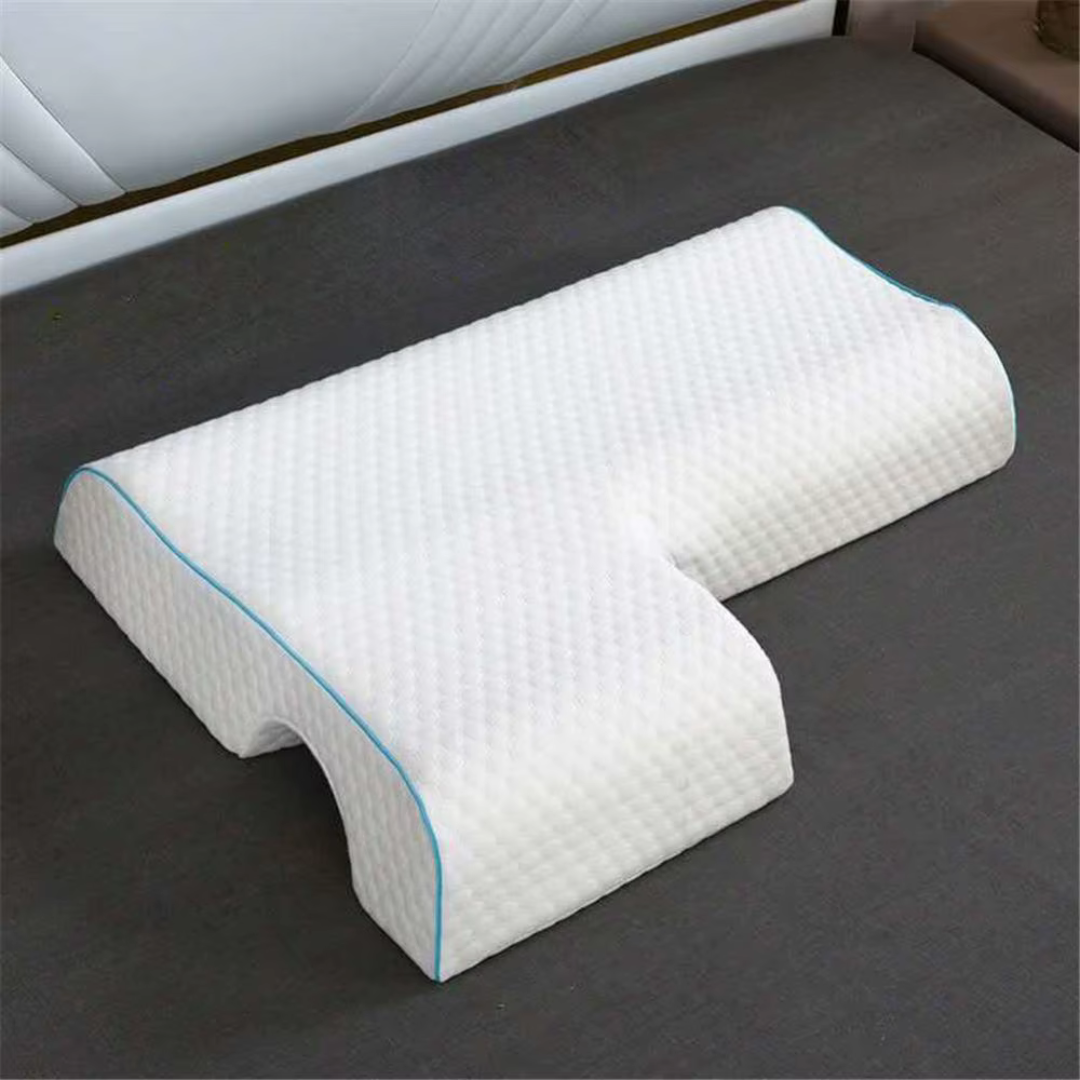 Memory Foam Couple Cuddle Pillow with Arm Rest - L Shaped Pillow for Side Sleepers