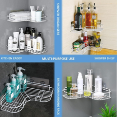 Wall Mounted Bathroom Corner Shelf - Self Adhesive Quick Installation Shampoo Rack