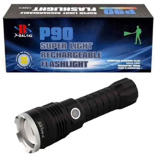 مصباح يدوي P90 Super Light قابل لإعادة الشحن - مصباح LED قوي وطويل الأمد