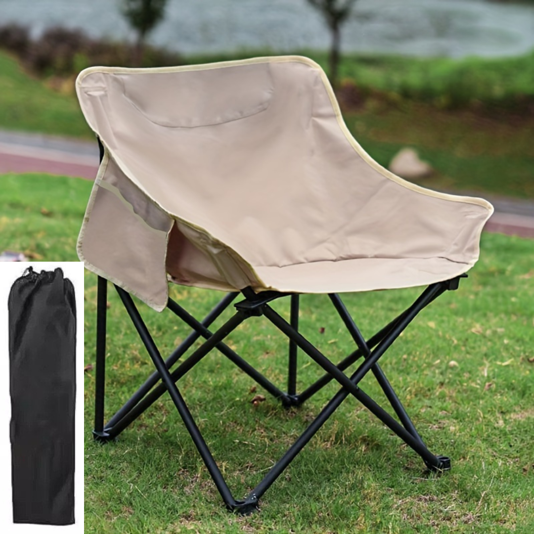 Portable Folding Outdoor Moon Chair for Camping, Fishing & Picnic Khaki