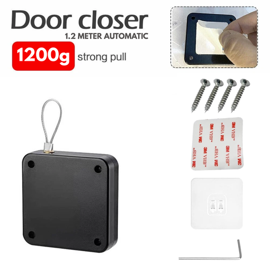 1.2 Meter Retractable Steel Wire Automatic Door Closer Black