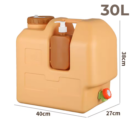 Outdoor Camping Water Storage Container Dispenser Jug with Spigot and Soap Dispenser 30 Liter