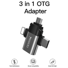 Yesido GS15 3 IN 1 USB To USB Type C Micro Lightning OTG Adapter Yesido GS15 3 IN 1 USB To USB Type C Micro Lightning OTG Adapter
