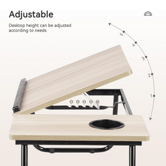 Folding Laptop Table for Bed and Sofa, Adjustable Laptop Desk with Cup Holder, for Work Study Reading