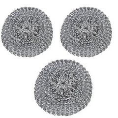 Stainless Steel Scrubber for Utensils & Dishes Cleaning, Metal Wire Sponge for Kitchen (Pack of 3 Pieces)