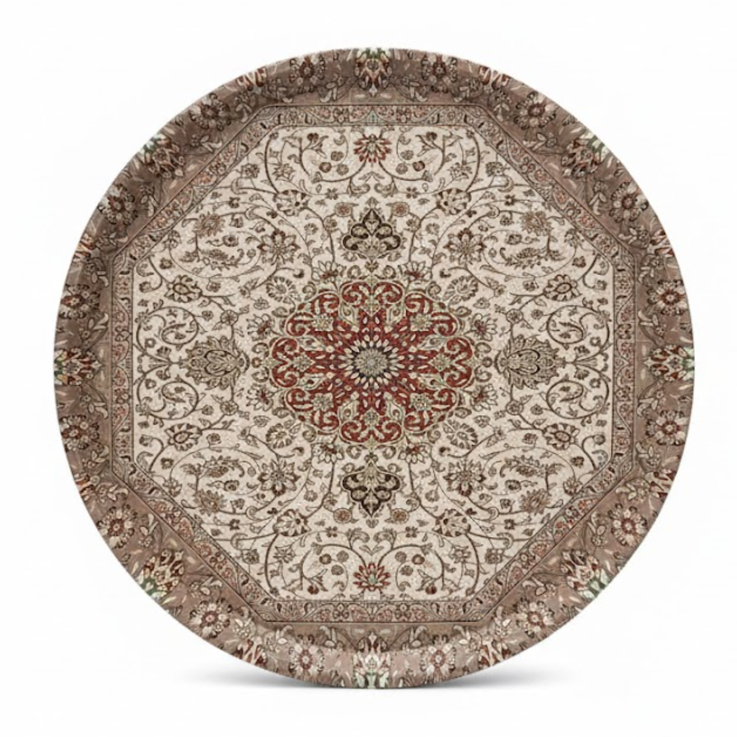 Round Tray with Art Work for Serving Tea and Arabic Coffee A