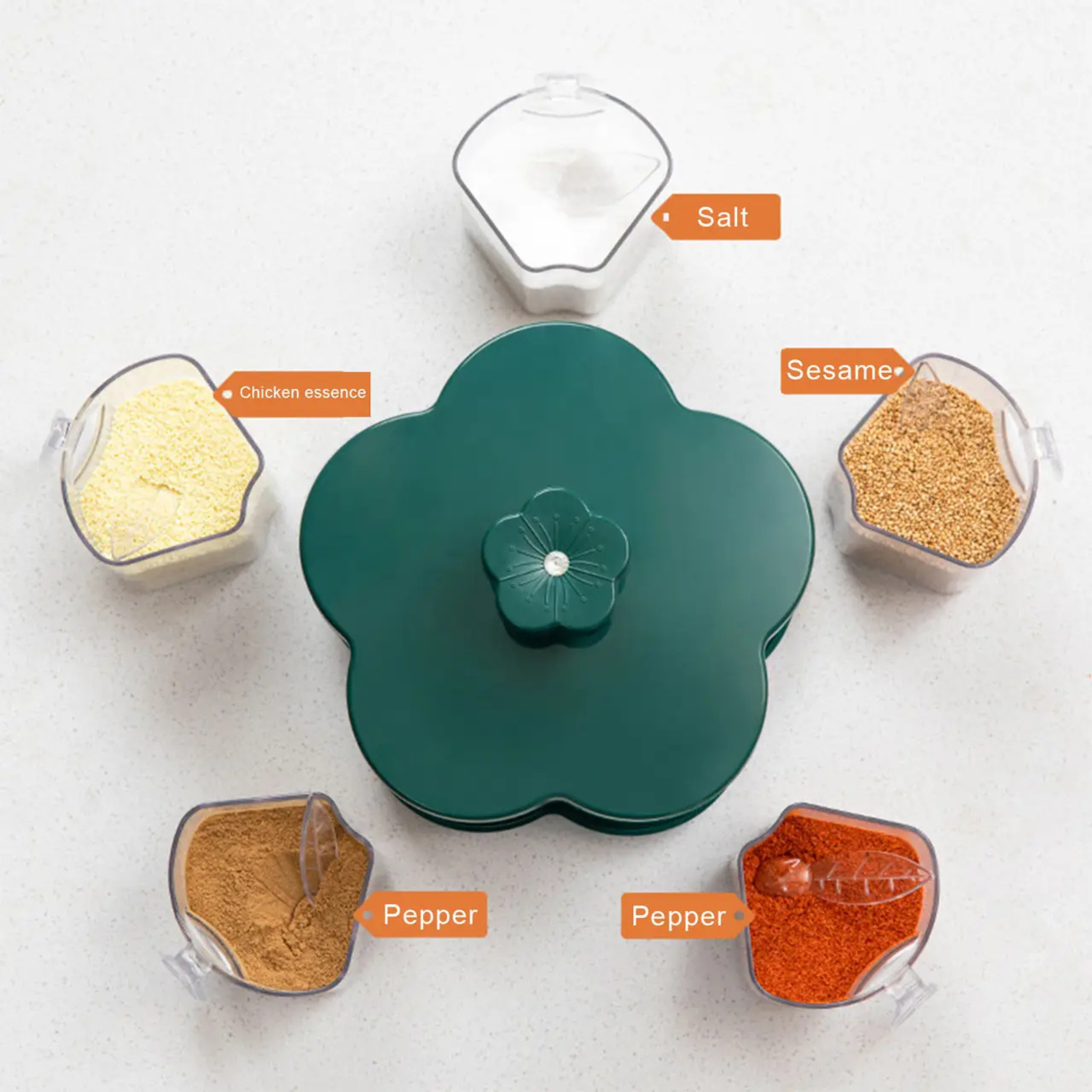 Kitchen Spices Seasoning Five Compartment Organizer Box