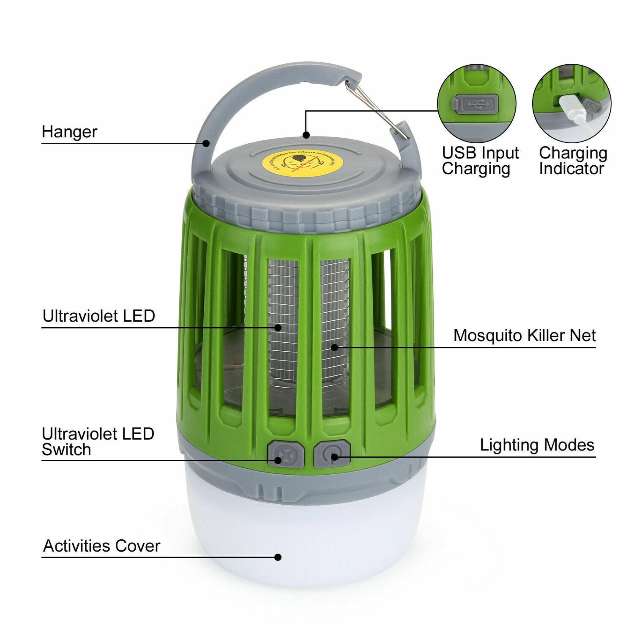 USB Charging Multi Function Mosquito Killer Lamp