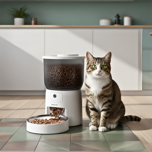 Green Lion Smart Pet Feeder for Cats with Stainless Steel Bowl