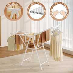 Aluminium Alloy Folding Clothes Drying Rack, Clothes Airer with Built-in Hanger Holes