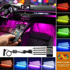 شريط إضاءة LED داخلي للسيارة (متعدد الألوان)، ضوء لمزامنة الصوت