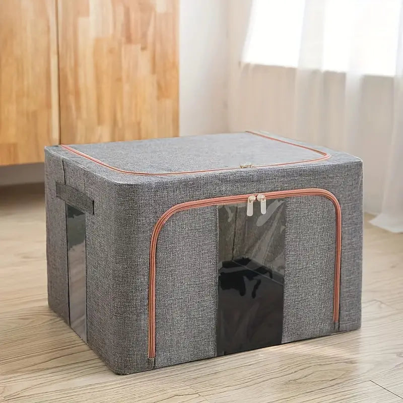100L Large Capacity Wardrobe Clothes Organizer Storage Box Grey