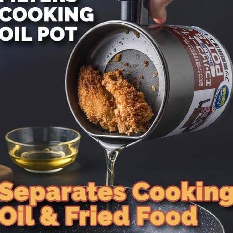 Oil Filter & Storage Container - 1.4 L Capacity Stainless Steel Oil Strainer