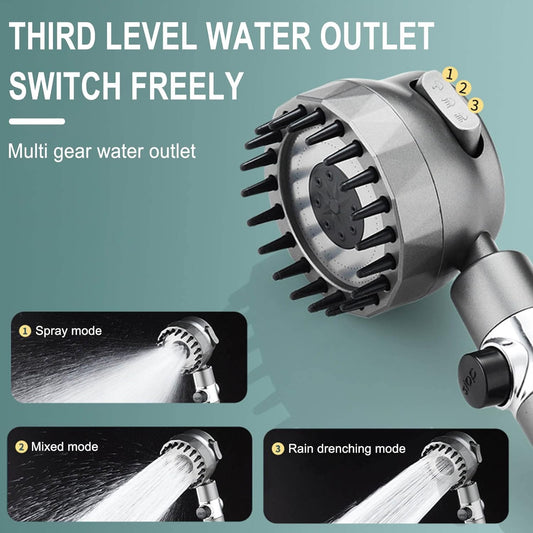 3 Modes Pressure Adjustable Shower Head with Filtration System