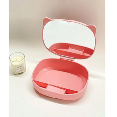 Cosmetics Organizer Box with Mirror, Makeup Vanity Jewelry Storage Organizer Cosmetics Organizer Box with Mirror, Makeup Vanity Jewelry Storage Organizer