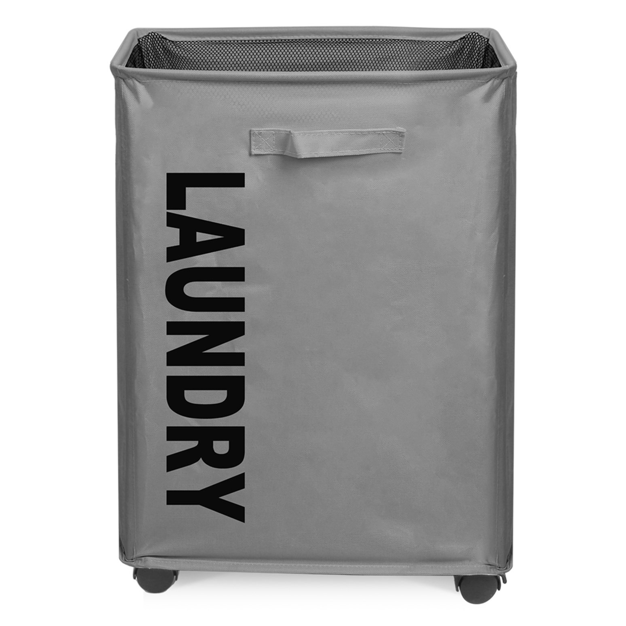 80 Liter Collapsible Laundry Basket with Wheel Dark Grey