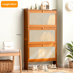 Classic Wooden Shoe Cabinet for Entryway, Slim Flip Drawer Shoe Rack