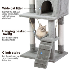 Indoor Cat Tree Tower with House and Scratching Board