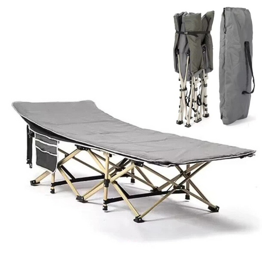 Folding Camping Bed with Mattress, Portable Bed for Beach and Outdoors