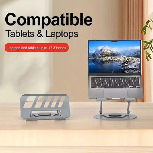 Heavy Duty Laptop Stand - 360° Rotating Foldable and Adjustable Silver