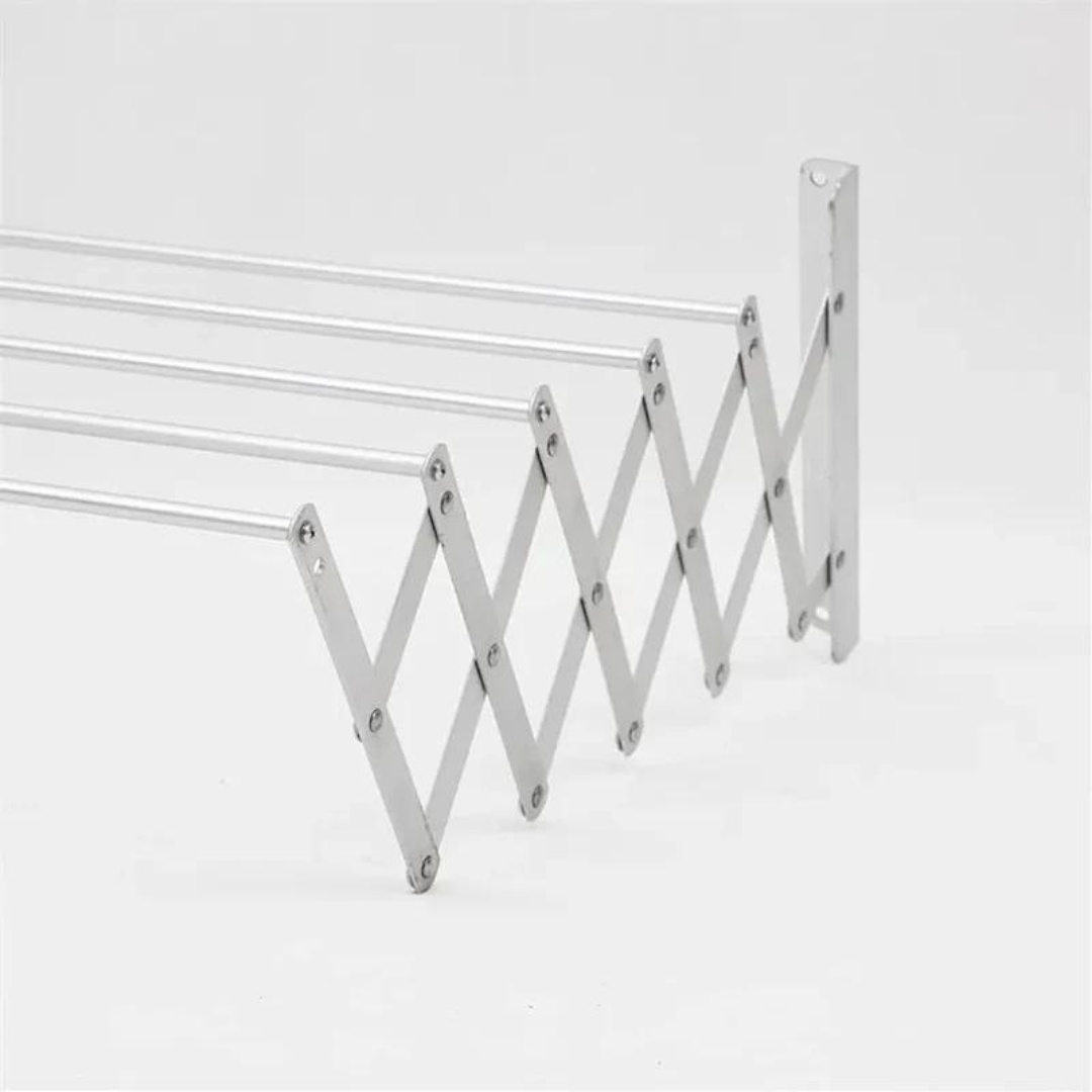 5 Bar Wall Mounted Folding Clothes Drying Rack, Collapsible Extendable Laundry Hanger