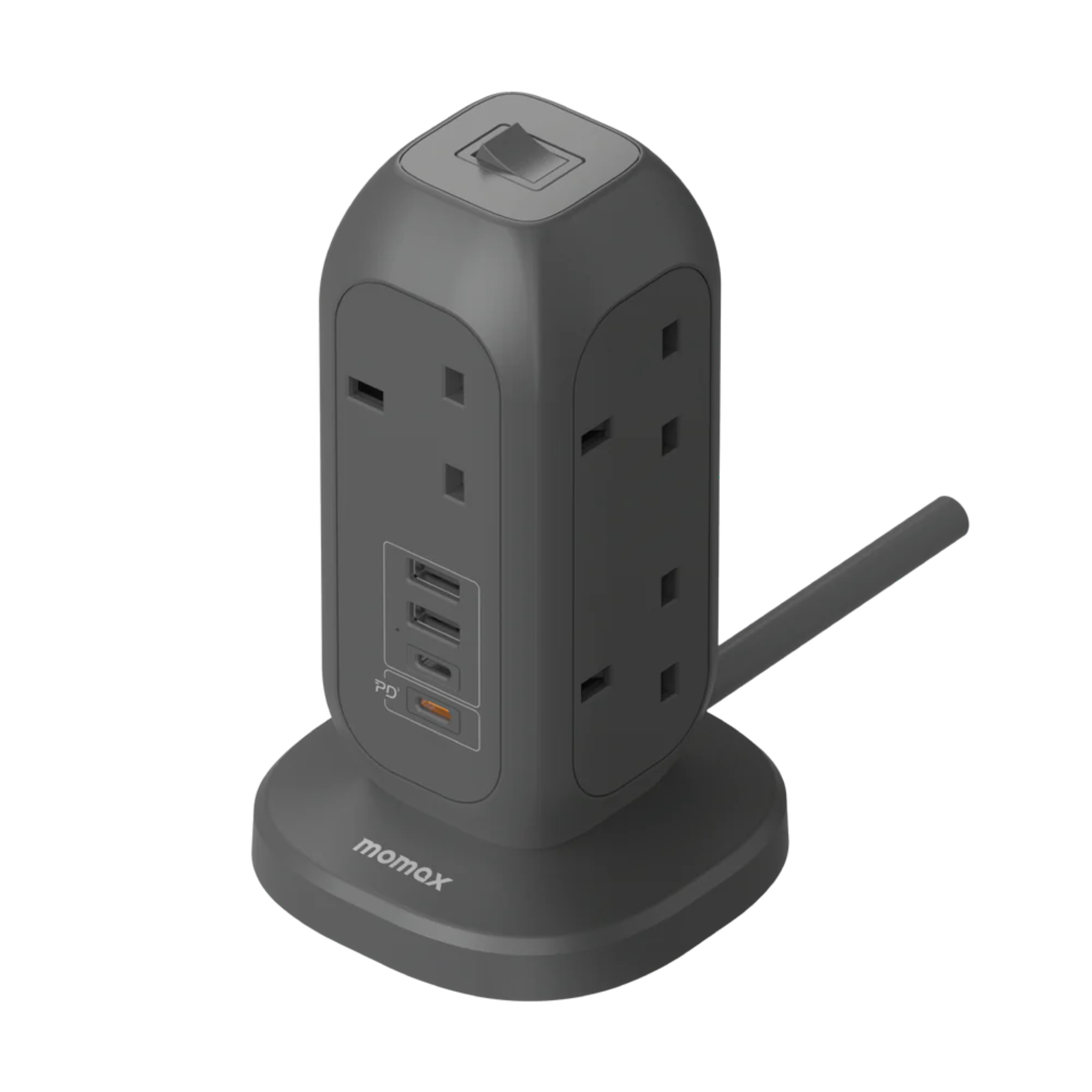 Momax OnePlug 7-Outlet Power Strip with USB Space Grey