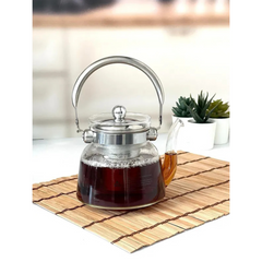 2200ML Fire Resistant Glass Teapot Strainer Kettle