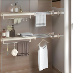 Expandable Telescopic Wardrobe Shelf Divider - Adjustable Suction Cup Wardrobe Compartment Partition