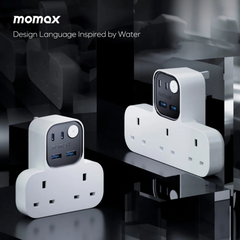 Momax 1-Charge Work Flow T-shaped Extension 2 Socket with USB Momax 1-Charge Work Flow T-shaped Extension 2 Socket with USB