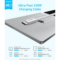 كابل شحن سريع Anker Zolo USB-C إلى USB-C مضفر من النايلون ومقاوم للأوساخ  كابل شحن سريع Anker Zolo USB-C إلى USB-C مضفر من النايلون ومقاوم للأوساخ