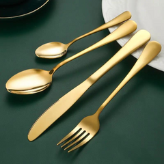 Stainless Steel Polished Premium Golden Cutlery Set (4 Pcs/Set)
