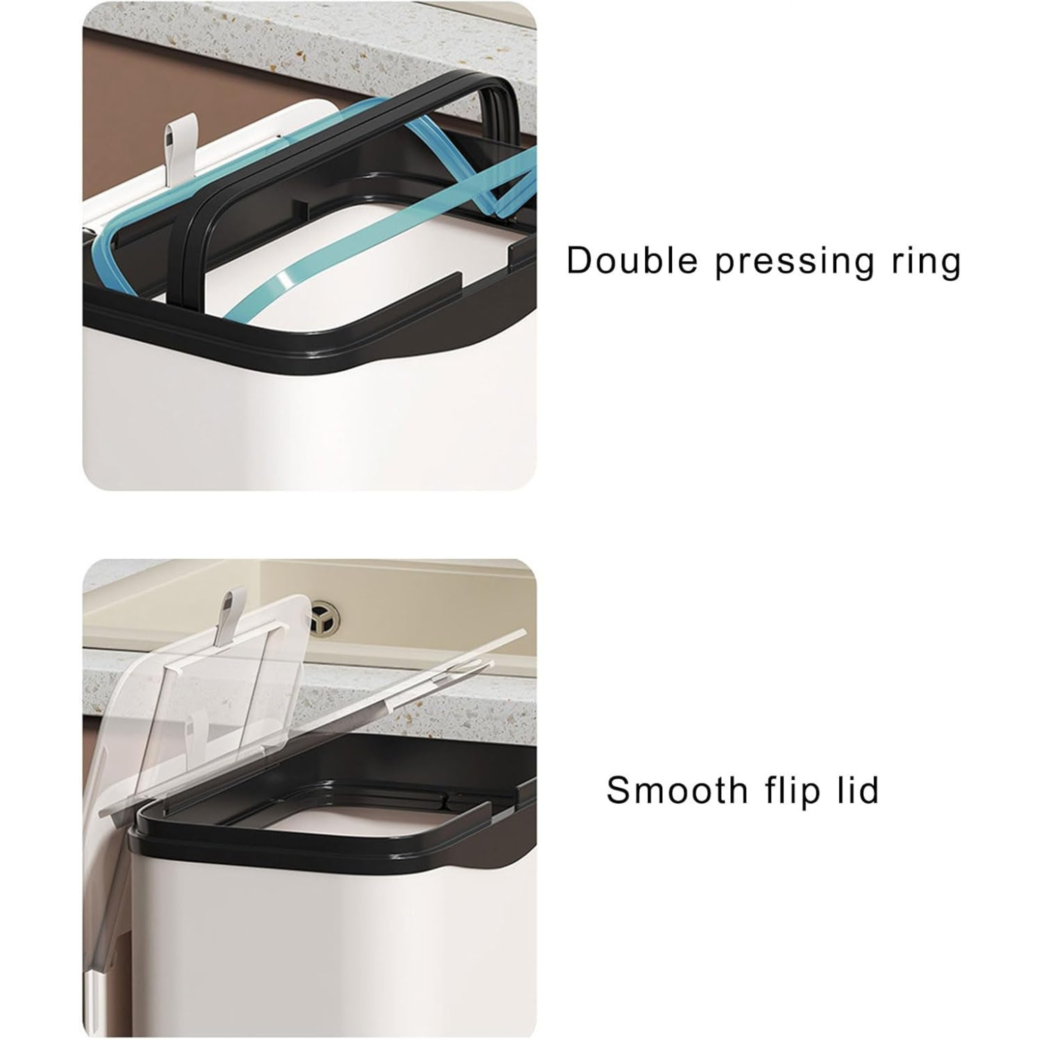 3 layer Kitchen Moving Cart Storage Rack with Garbage Trash Bin and Wheels