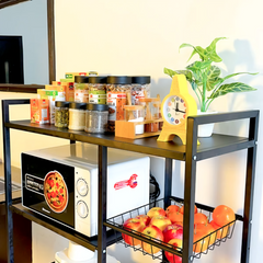 Utility Storage Rack for Kitchen with Mesh Baskets and Wheels