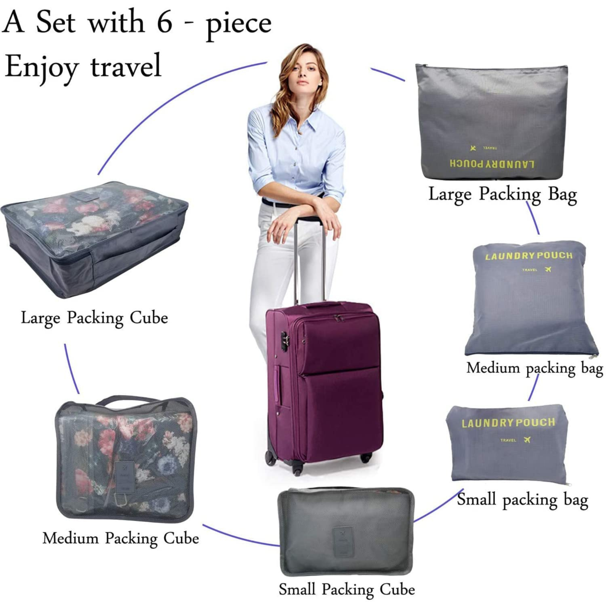 Travel Luggage Organizer Bags 6 Pieces/Set