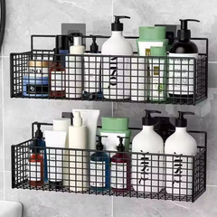 Wall Mounted No Drilling Metal Organizer Basket for Kitchen & Bathroom