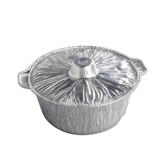 Disposable Aluminium Foil Pot with Lid, Food Packaging Containers