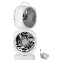 Double Head Small Bedside Fan, Dual Head Table Fan, 5-Speed Cooling Home Tower Fan