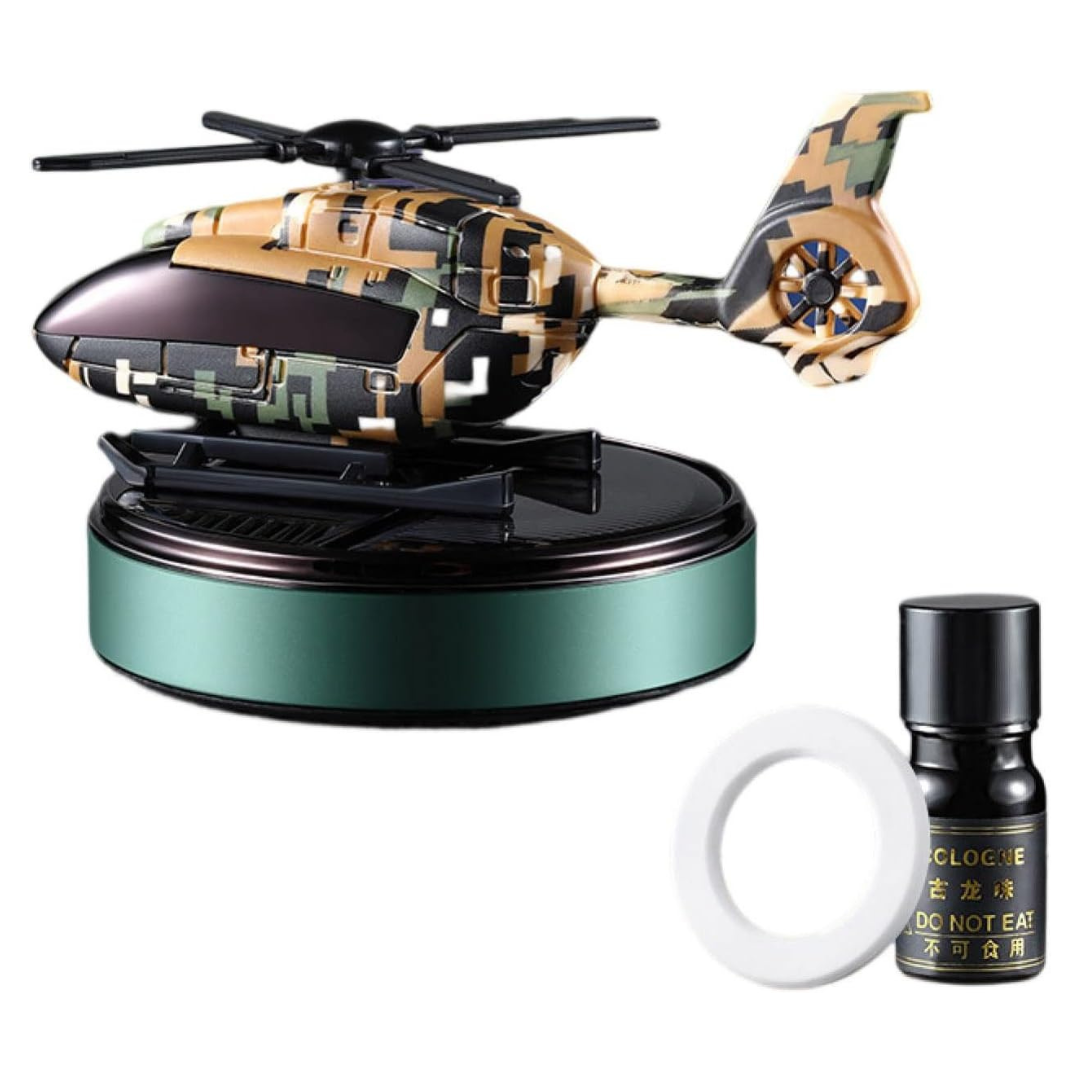 Military Helicopter Solar Car Air Freshener Green