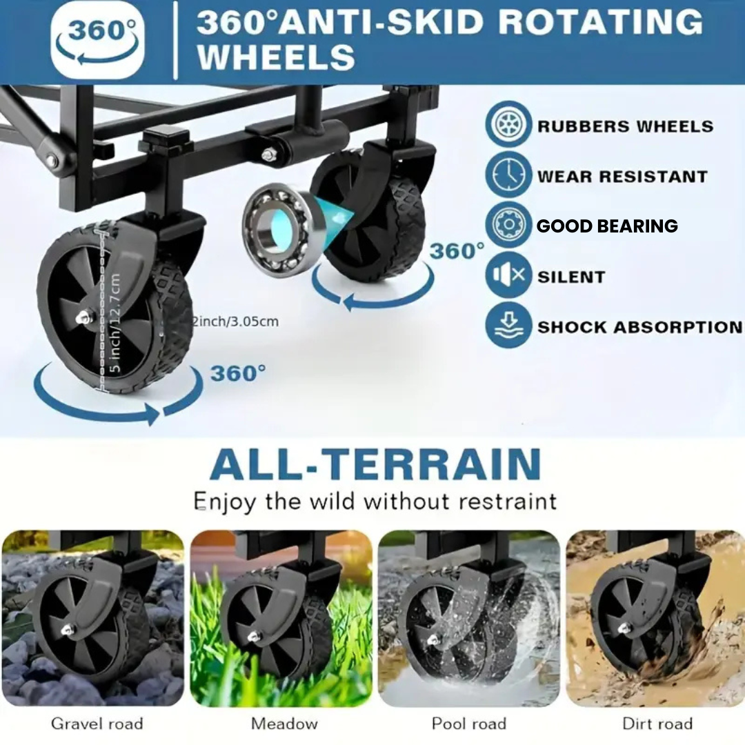 Folding Wagon Trolley Cart for Outdoor Picnic & Camping