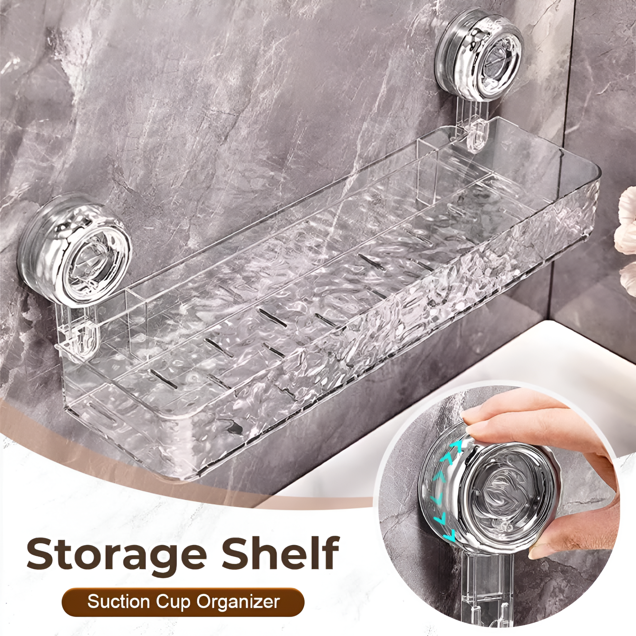 Wall Mounted Suction Cup Storage Holder for Bathroom Shower Supplies