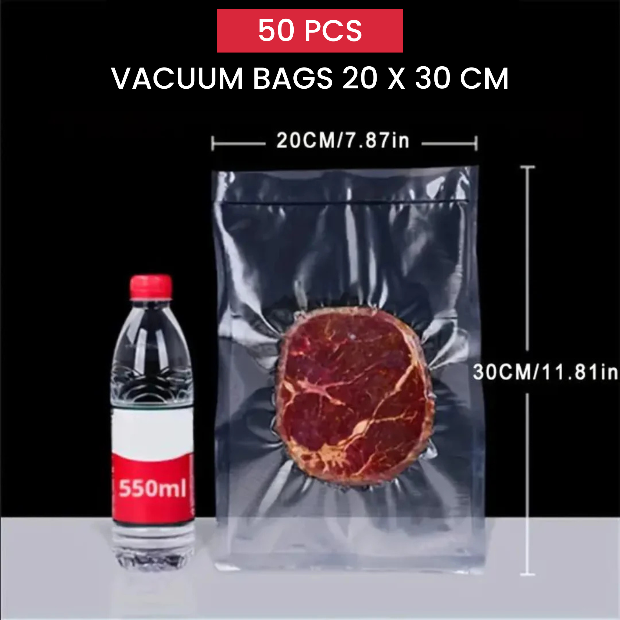 Plastic Bags for Vacuum Sealer Machine Packing and Sealing 20 x 30 cm