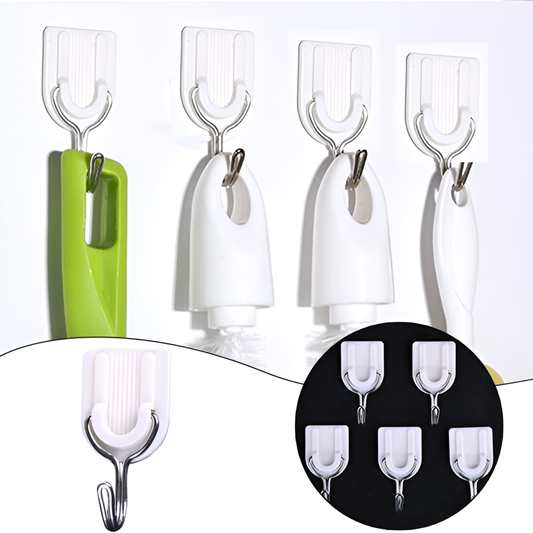 Super Sticky Wall Mounted Self Adhesive Hanging Hooks (Pack of 10)