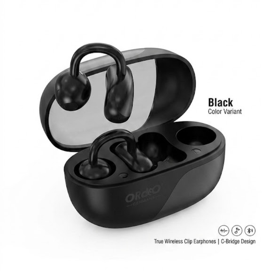 ORDEO Germany OR-BL17 Premium Clip Earbuds, True Wireless Noise Cancelling Earphones - Huawei FreeClip 2 Alternative Black