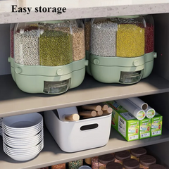 6 Grid Rotating 6.5Kg Rice & Cereal Dispenser Storage Organizer, One-click Rice Output 6 Grid Rotating 6.5Kg Rice & Cereal Dispenser Storage Organizer, One-click Rice Output