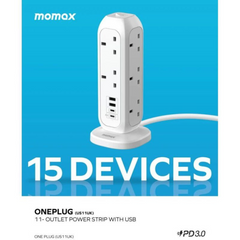 شريط طاقة Momax OnePlug مزود بـ 11 منفذًا مع USB شريط طاقة Momax OnePlug مزود بـ 11 منفذًا مع USB